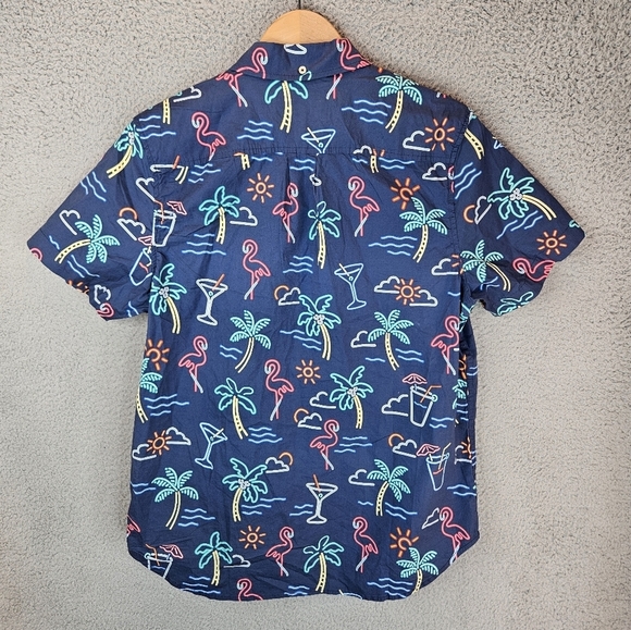 Chubbies Shirt Mens Sz S The One Man Wolf Pack Neon Look Flamingo and Palm Trees - Picture 8 of 12